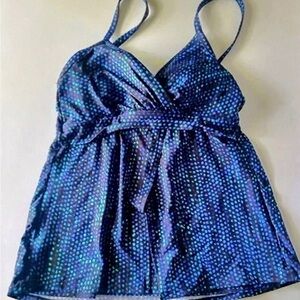 Miraclesuit Size 10 Cleo Dot Com Blue Purple Tankini Top New w/o Tags